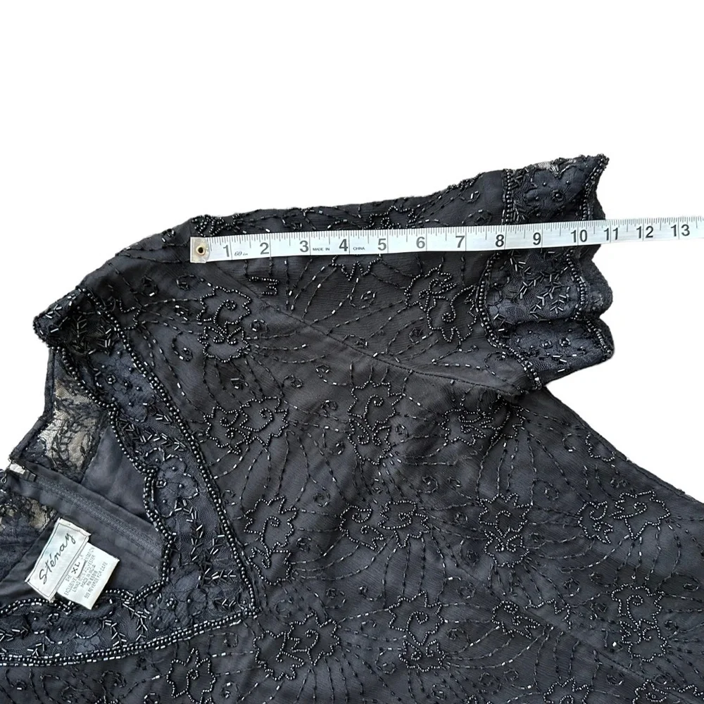 Vintage by Stenay Women's‎ Black Beaded Silk Midi Dress Size: XL